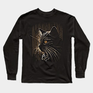 Retro 80s Style Cat Gifts Vintage Cat Long Sleeve T-Shirt